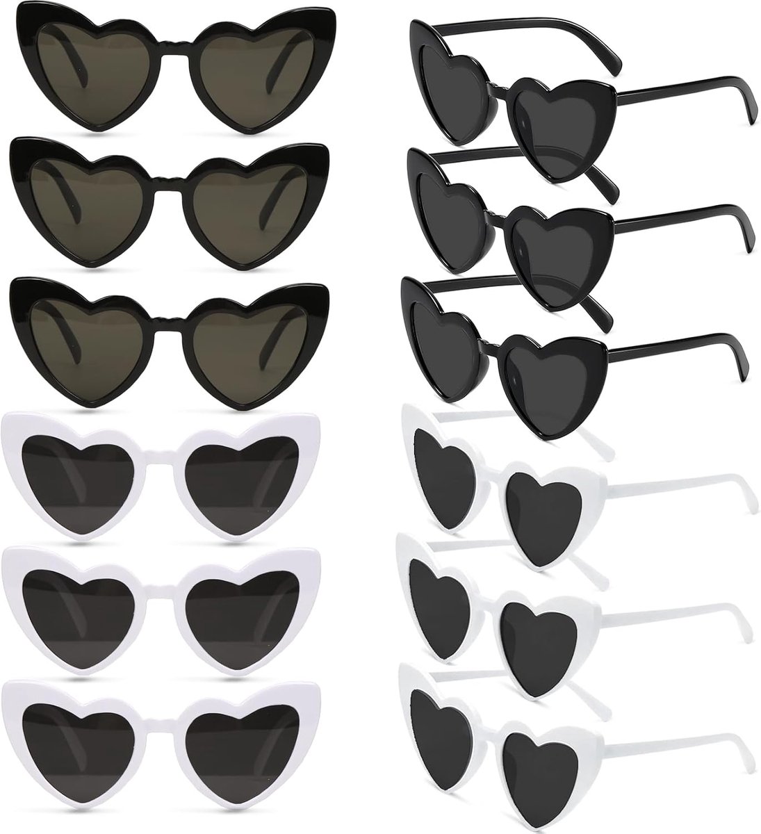 Zonnebril, vintage bril, 12 stuks, partyzonnebril, 80, 90, mode, hippiebril voor vakantie, feest, bruiloft, carnaval, fotoshoot