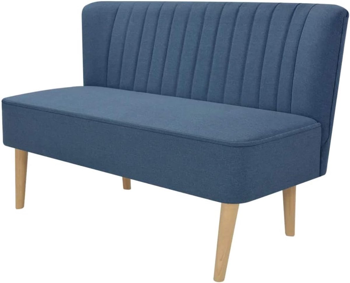 2-zits loungebank kleine bank woonkamerbank stoffen sofa gestoffeerde bank met houten frame 117x55,5x77cm voor woonkamer slaapkamer kantoor, blauw / groen / geel