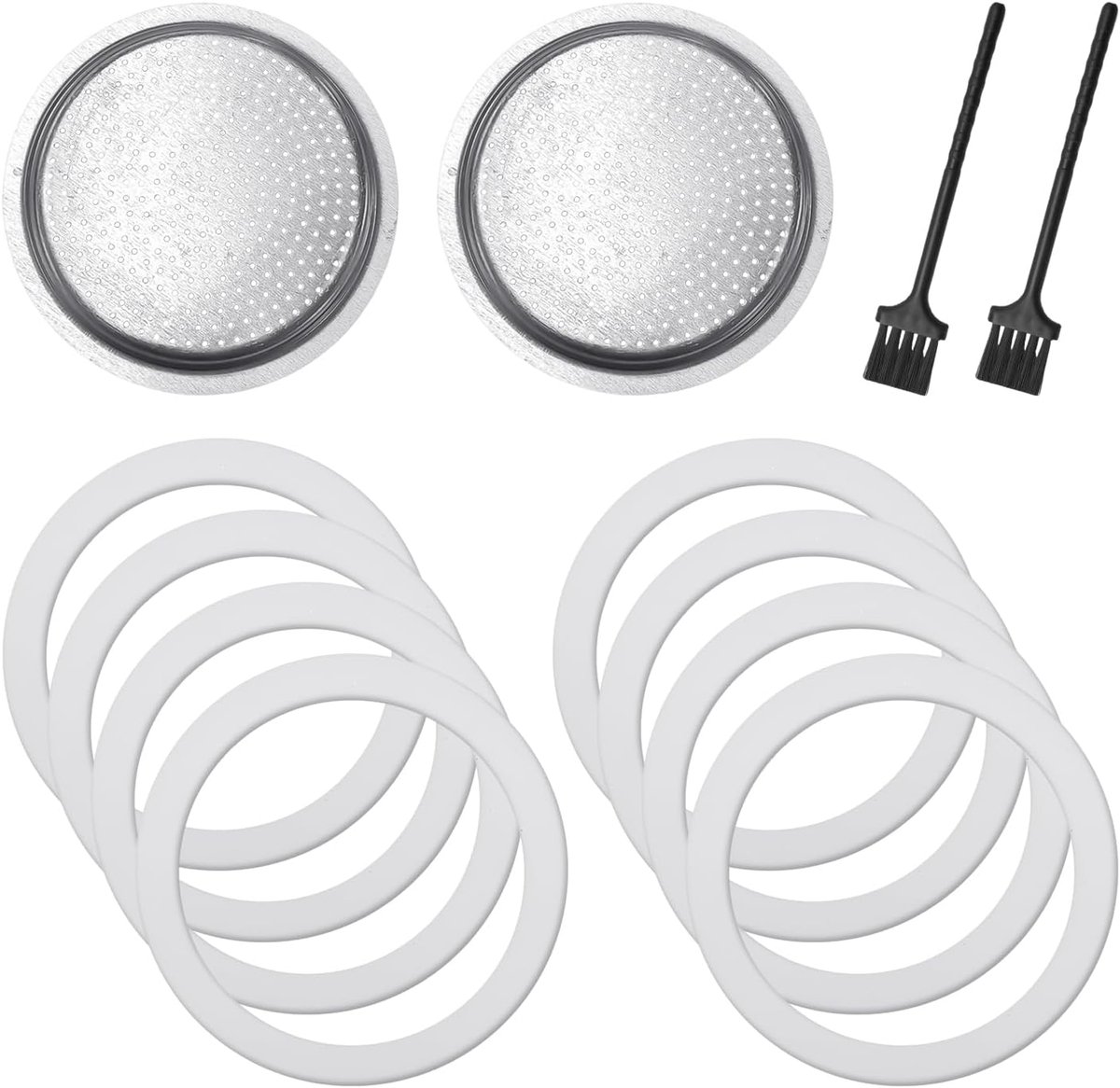 8 Stukken Van Verzegelende Ring En Filter Voor Koffiemachines, 2 Stukken Van Hiaatborstel Voor Koffiemachines, Silicone Verzegelende Filter, Nylon Borstel Voor Keuken Het Schoonmaken.