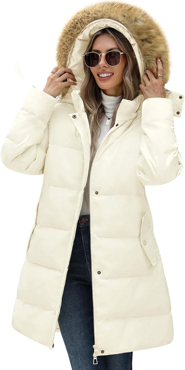 Heekpek Warme winterjas voor dames, halflang, chique donsjack