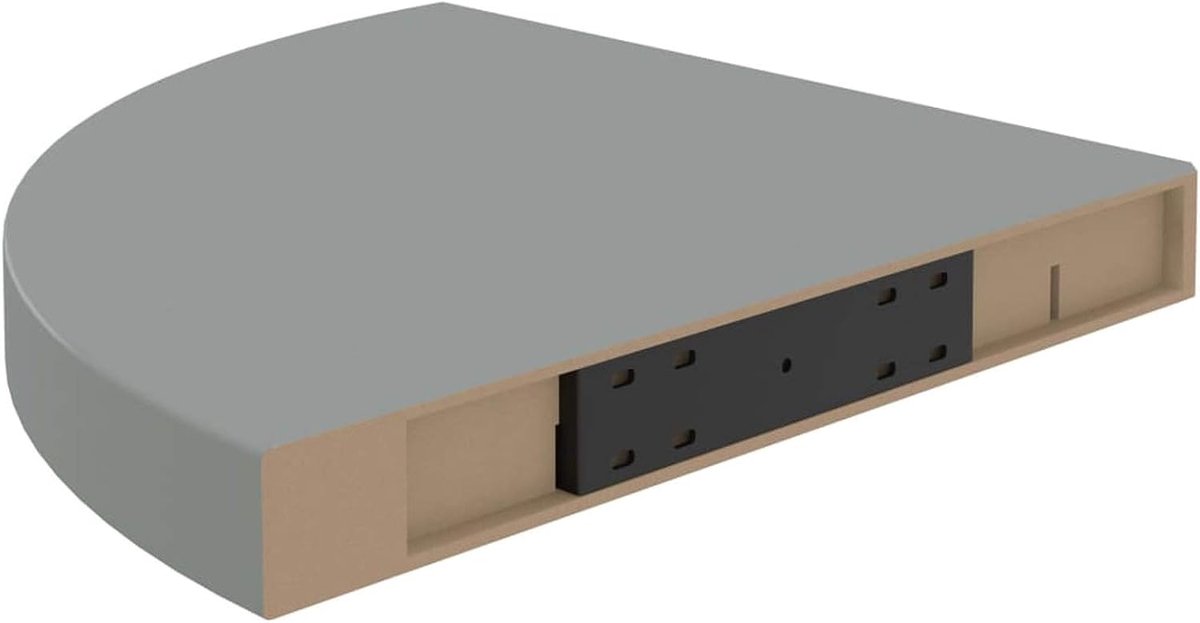 Zwevende plank, hangrek, wandplank, hoekplanken, grijs, 35 x 35 x 3,8 cm, MDF