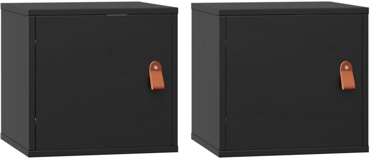 Zwevend badkamerrek, badkamerrek, wandkasten, wandkasten, 2 stuks, zwart, 31,5 x 30 x 30 cm, massief grenenhout, voor balkon, keuken, woonkamer, kantoor
