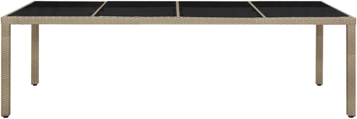 Tuintafel, buitentafel, tuin, eettafel, terrastafel, balkontafel, tuinmeubelen, tafel, 250 x 100 x 75 cm (L x B x H) met rubberen hoekbescherming voor glas, poly rotan, staal, gehard glas