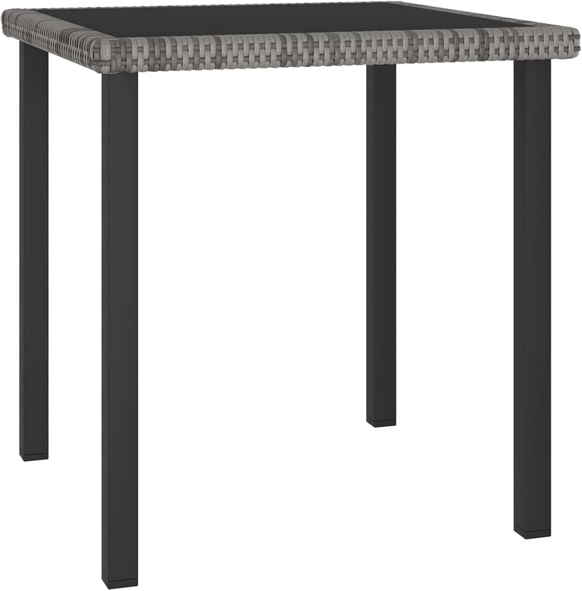 Tuintafel, koffertafel, tuintafel, terrastafel, balkontafel, tuinmeubeltafel, buffettafel, bistrotafel, campingtafel, outdoor, terras, grijs, 70 x 70 x 73 cm, poly rotan staal, glas