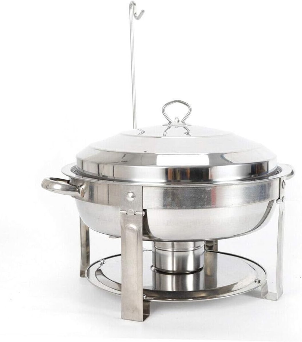 Dish Professionele set, 7,5 l, roestvrij staal, soeppan, warmtereservoir, rond, chafing dishes, etenswarmers, voor catering, buffet en feest, 36 cm diameter, 7 cm hoog
