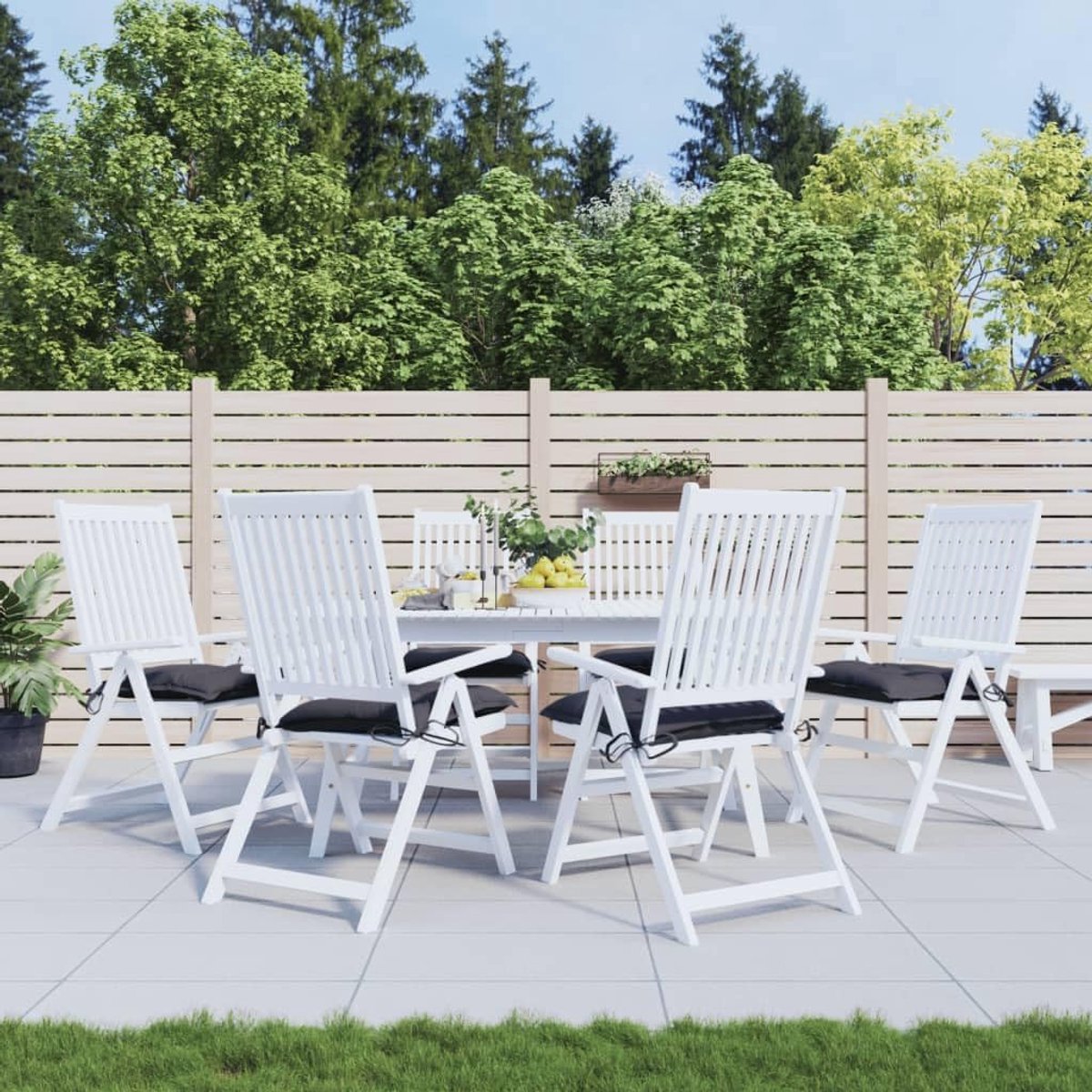 6 stuks antraciet stoelkussens, 50 x 50 x 7 cm, van waterafstotend Oxford-weefsel met antislip koorden voor tuinmeubelen, zachte PP-holle vezelbekleding voor optimaal