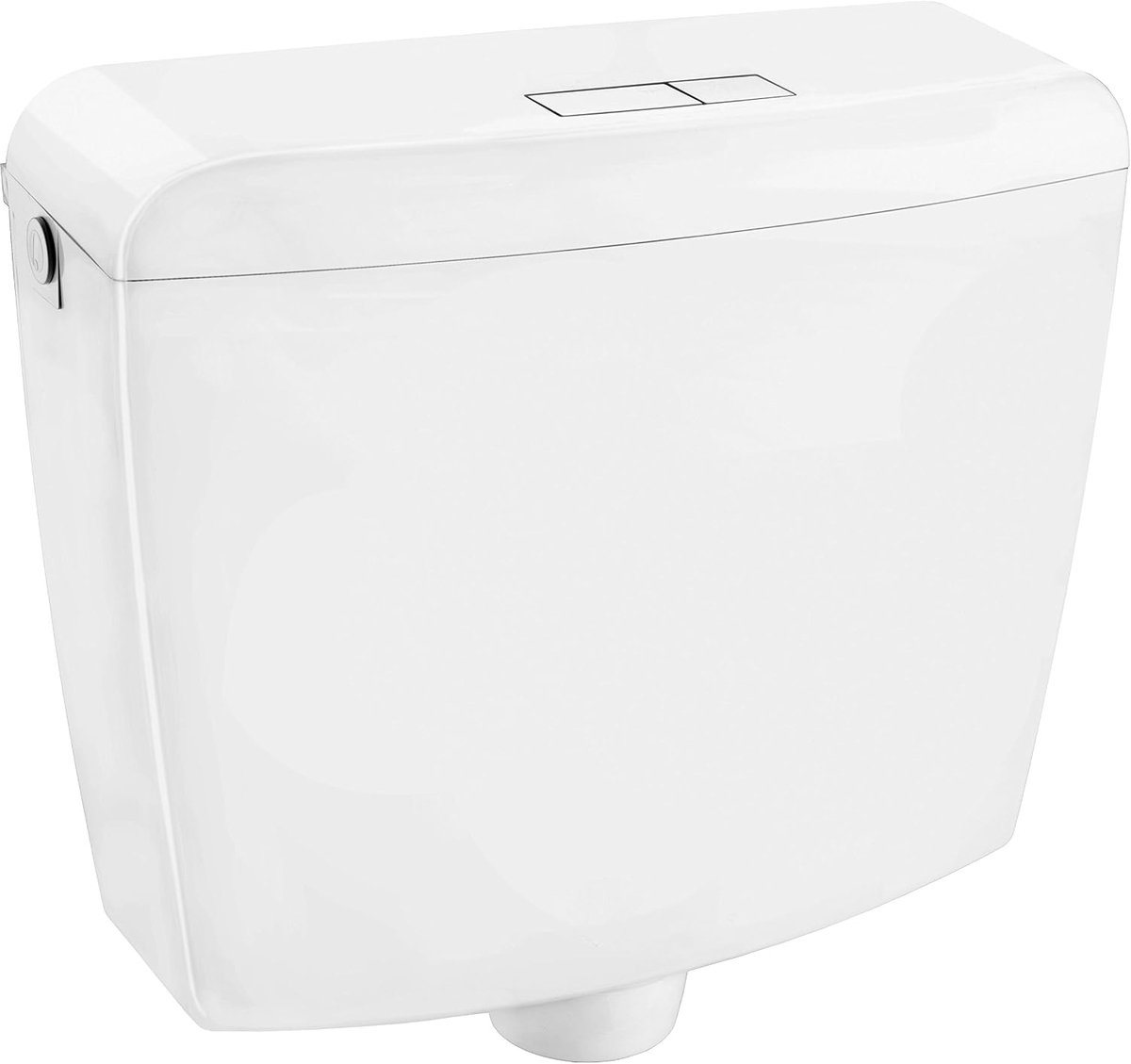 Toiletspoelbak met 2-standen spoeling 6/9 liter, wit, 3-zijdige aansluiting, verchroomd hoekventiel en koperen buis