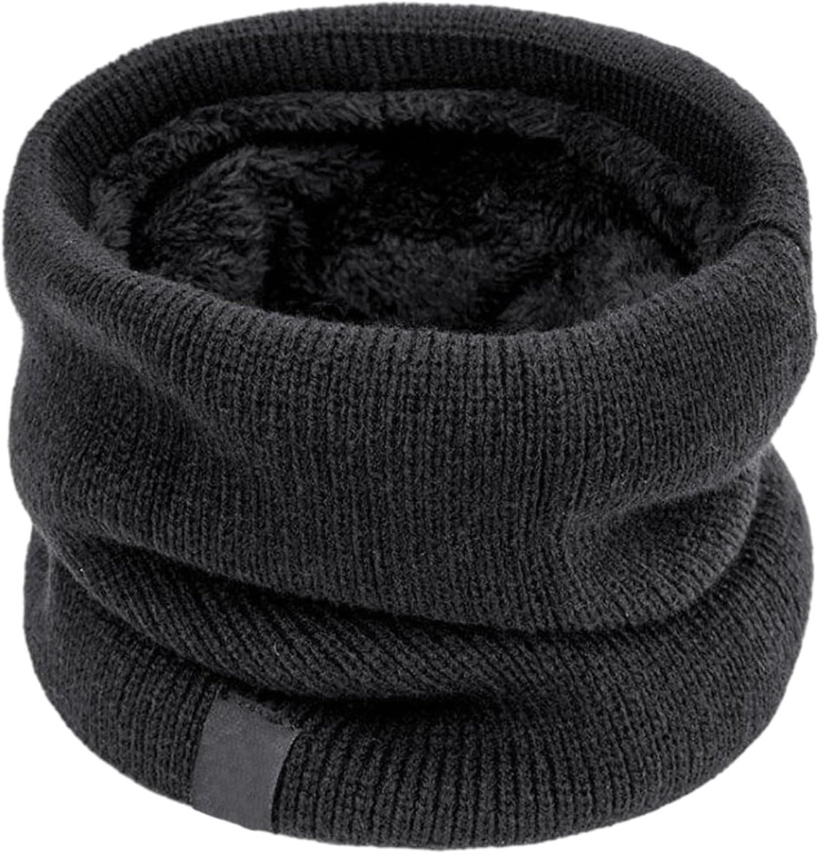 1 stuk winterwarme sjaal, verdikte thermische halswarmer, heren-halsdoek, fietsmasker, gebreide sjaal, halswarmer, geschikt voor fietsen, skiën enz., zwart, One size
