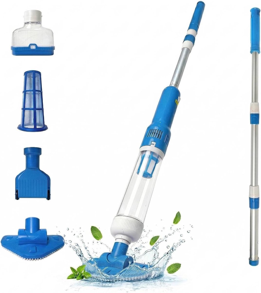 3-in-1 zwembadstofzuiger, accu met telescoopstang, 35 l/min, draadloze zwembadreiniger, handstofzuiger met filter, draagbare zwembadstofzuiger voor kleine zwembaden, spa