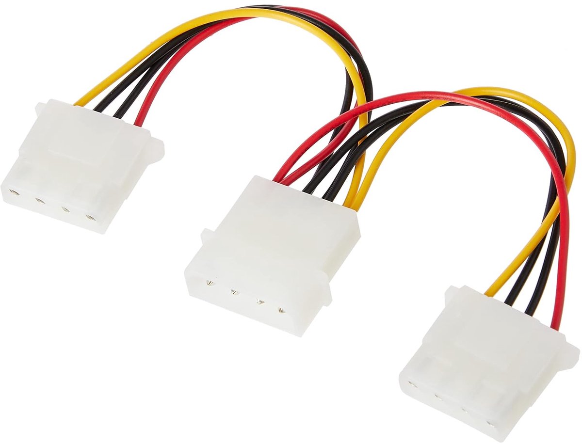 15cm LP4 Mannelijke tot 2x LP4 Vrouwelijke Molex Kabelsplitser/Verlengstuk, Y-kabel 1 Voet