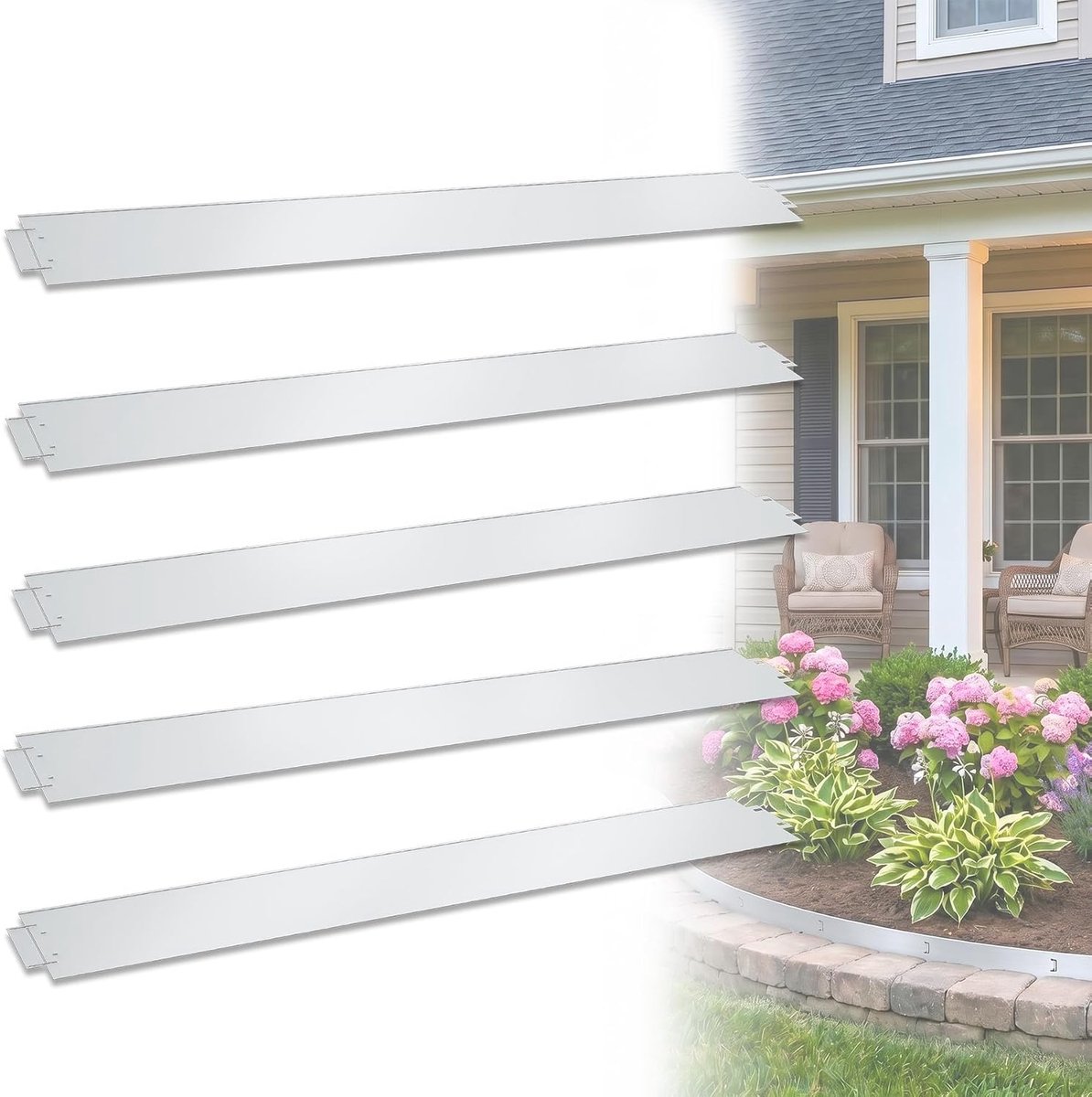 15pcs 100x18cm Gazon Randen Bedranden Gegalvaniseerd Metaal Aanpasbare Homemade Planter Box Tuin bed voor Tuin Planten Groenten Groeien Kruiden Groeien Bloemen (15m x 18cm)
