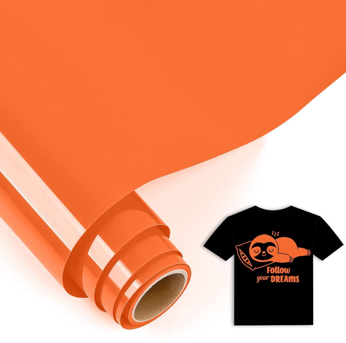 5 ft plotterfolie voor textiel, oranje, 30,5 x 152,5 cm, flexfolie textiel in oranje voor Cricut Maker, Silhouette Cameo, textielfolie voor kleding, mutsen, broeken, andere stoffen