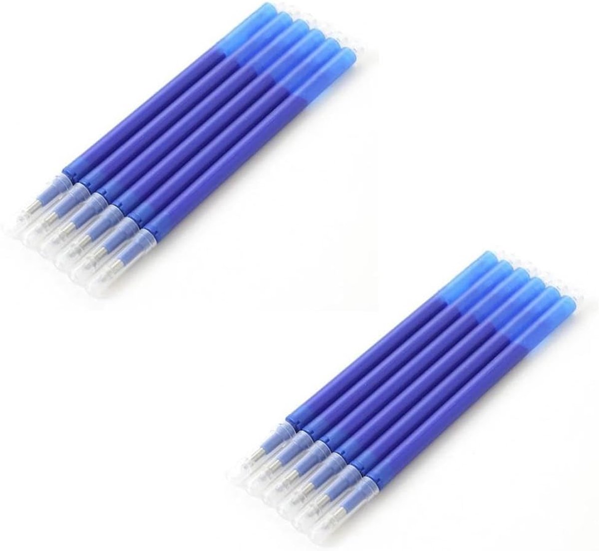 12 blauwe navulverpakkingen, compatibel met Frixion voor uitwisbare gelpennen, kleur blauwe punt 0,7. Stick om te schrijven op school, op stof en leer thermisch uitwisbaar