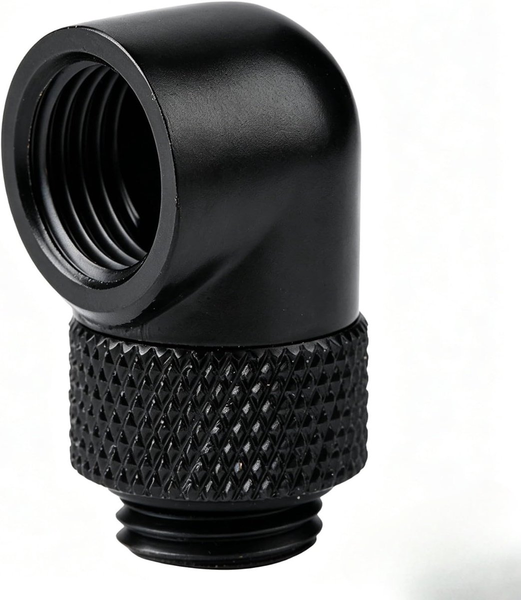 90 graden hoek draaibuisschroefverbinding pc-waterkoeling G1/4 schroefdraad hoekconnector (zwart)