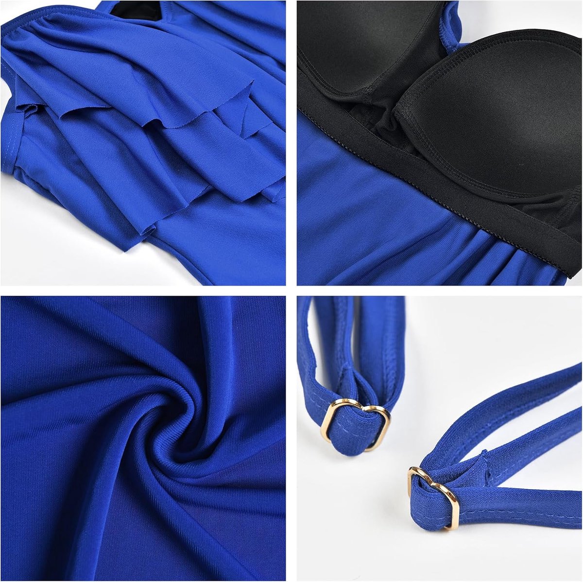 Tankini voor dames, buikweg, ruches, hoge taille, zwempak