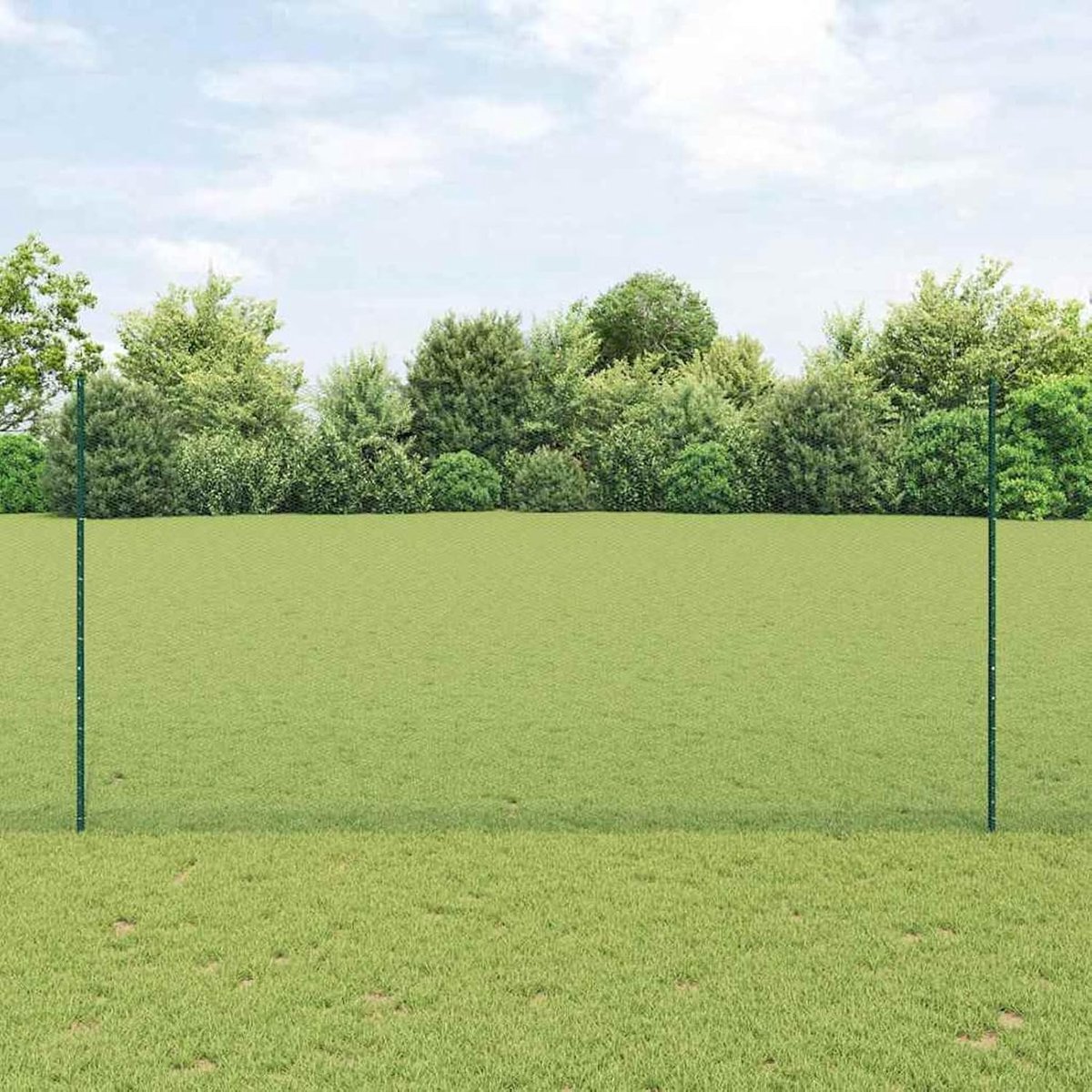 Palen 11 stuks. U-kanaal groen 160 cm, zeshoekig hek groen 1,6 x 25 m staal, hekstangen metalen palen voor draadhekken, tuinhek, wilgenhek, buiten, 3336733