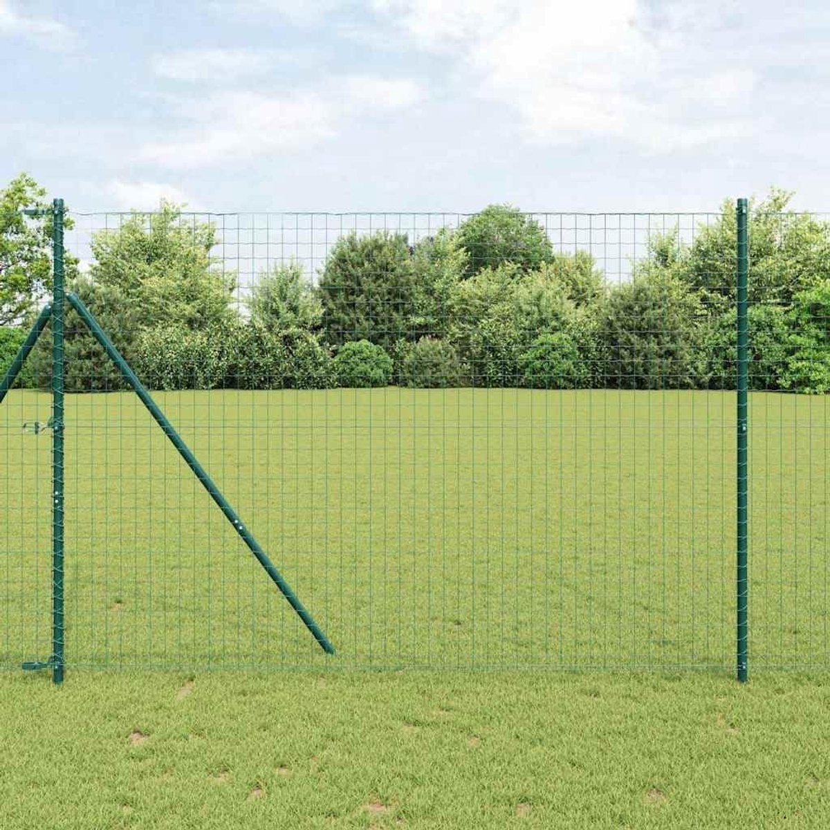Palen voor buiten 26-delige set, groen, 200 cm, gepoedercoat staal, inkijkbescherming palen voor tuin en terras