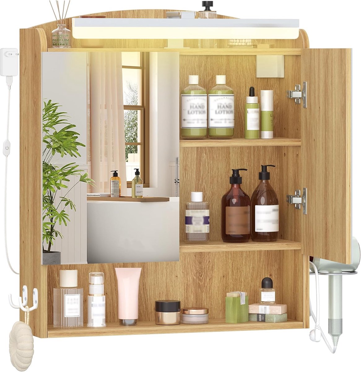 Spiegelkast badkamer met verlichting, wandkast
