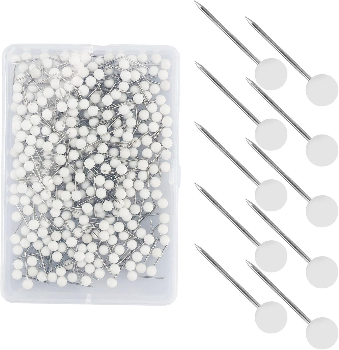Punaises voor Kaarten, Witte Mapspelden met Ronde Kop, 330 Stuks, 1/8 Inch Pinnen voor DIY, Inclusief Opbergdoos