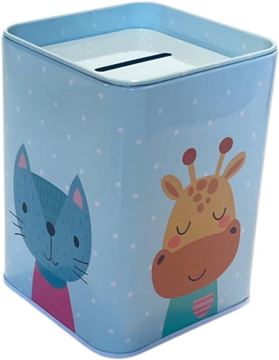 Spaarpot voor kinderen, dieren, originele spaarpot met deksel, spaarpot, die ook als pennendoos kan worden gebruikt (groene dieren)