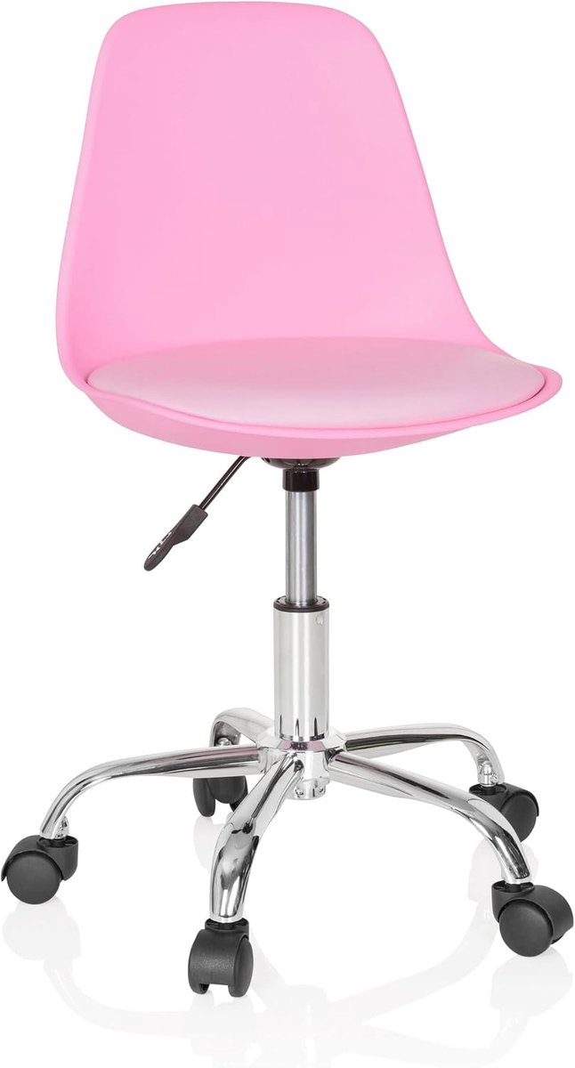 Hjh OFFICE 742016 kinder- en jeugddraaistoel Fancy II kunstleer roze moderne draaistoel in hoogte verstelbaar