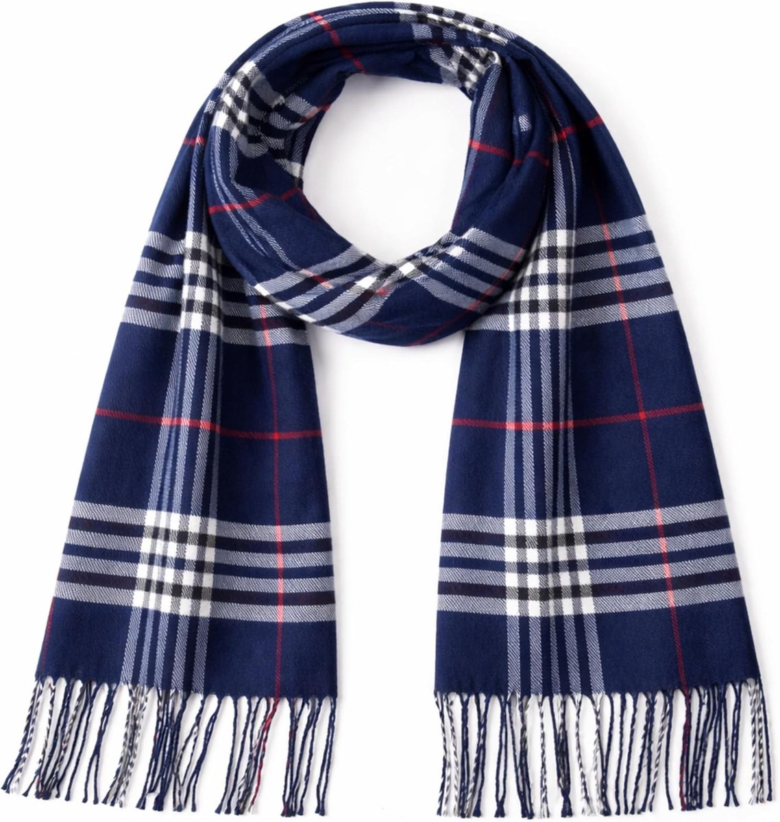 Premium geruite sjaal voor dames en heren, voelt aan als kasjmier, zachte franjes, wintersjaal, 180 x 32 cm, klassieke tartan sjaal, elegante uniseks sjaal