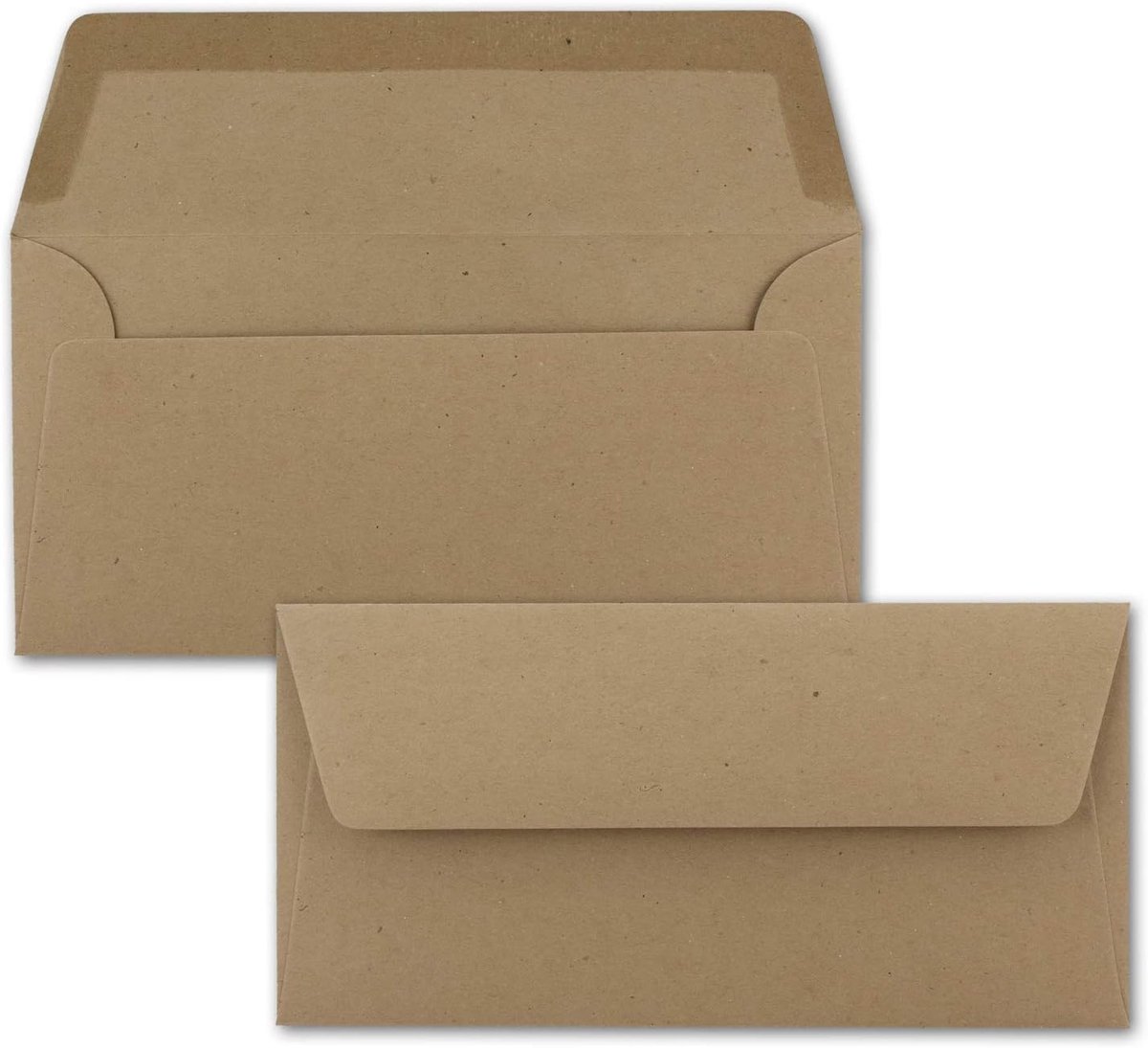 25 x kraftpapier, DIN lang, bruin eco, nat plakken, 11 x 22 cm, 120 g/m² brede sluitlus, gerecycled papier, van NEUSER PAPIER