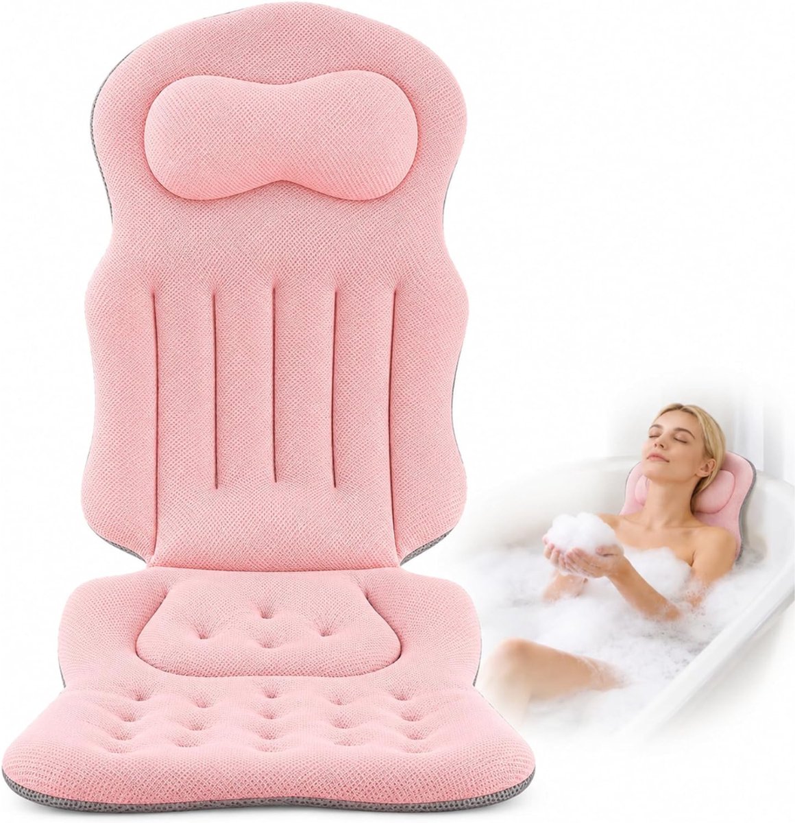 SP® Badkussen - Badkussens Voor in Bad - Nekkussen Bad - Roze - 62cm x 62cm x 5cm