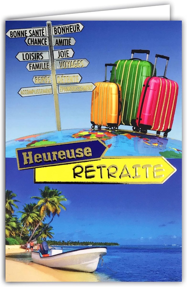 Pensioenkaart met vergulding – formaat 12 x 17,5 cm + envelop wit – start rust – reis – 68-1048-B