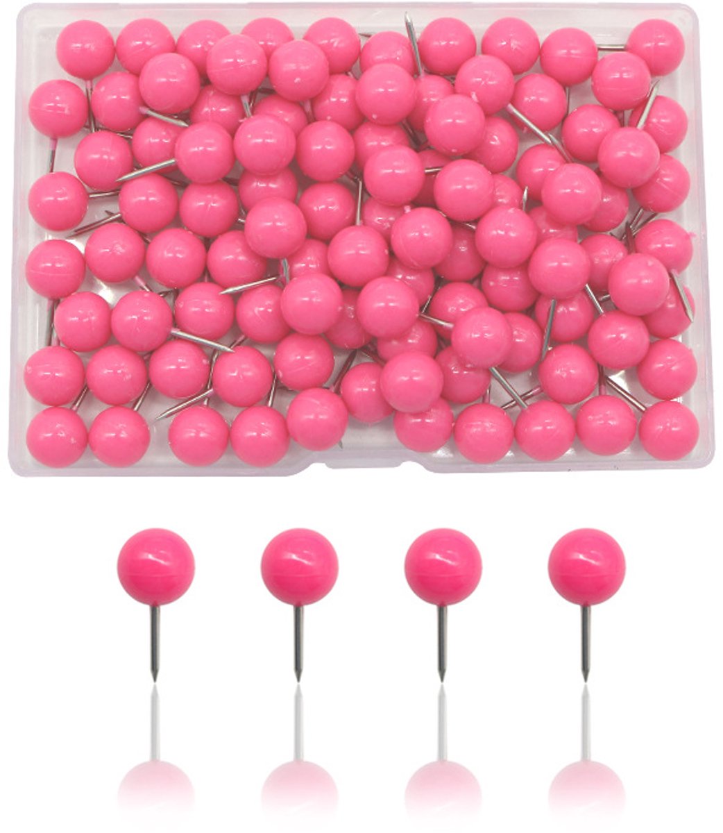 100 stuks - Punaises - Ronde spelden - Kaartspelden - Schrijfwaren - Geschikt voor scholen, kantoren en huisdecoratie - Rosérood - 9,5*20 mm