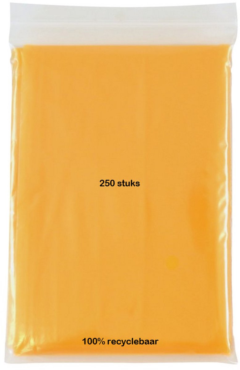 Eizook ponchos 250 stuks licht transprant geel - eenmalig gebruik - per stuk in zakje 100% recyclebaar