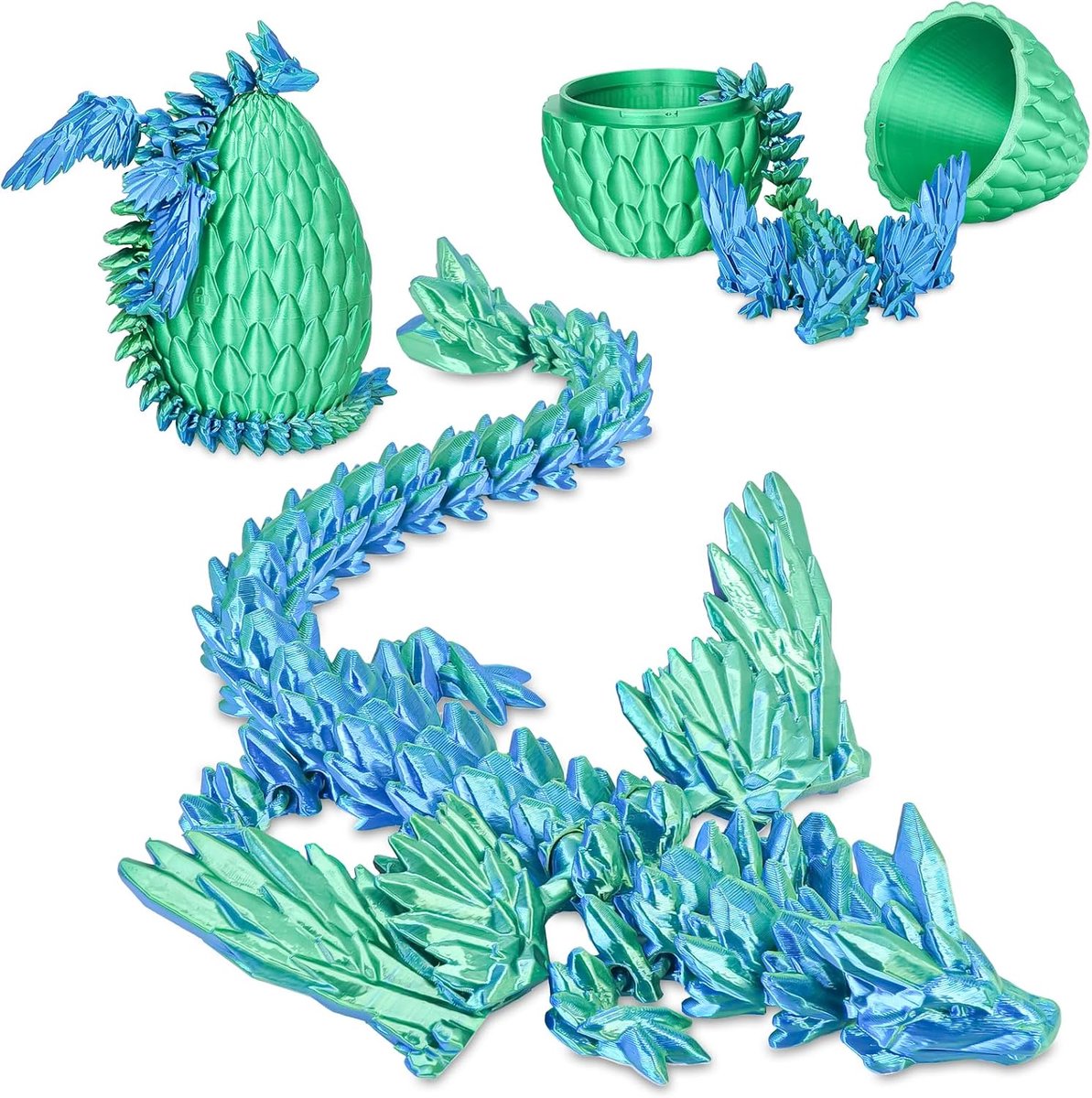 Draak in verrassingsei, grappig verzamelspeelgoed, cadeau, voor kinderen en volwassenen, 3D-geprinte fantasiedraak, ideaal voor Kerstmis, Pasen, verjaardagen, feestdagen, decoratie