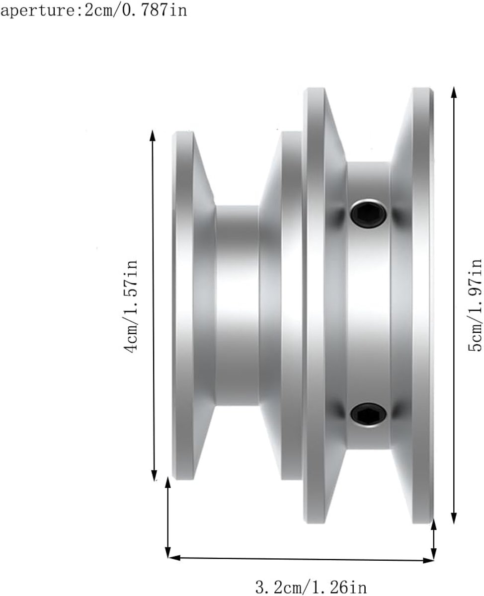 Bevestigingsgaten voor V-snaarpoelie (grote diameter 50 mm, kleine diameter 40 mm, gat 20 mm)