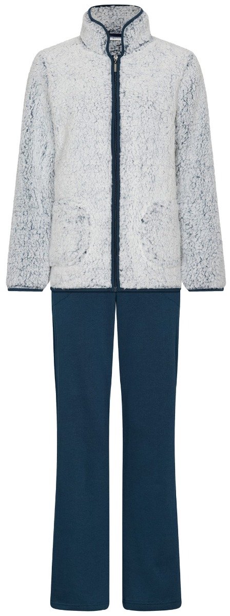 Pastunette - Huispak - Nordic Bloom - Fleece/Badstof - Blauw - Rits - Maat 40