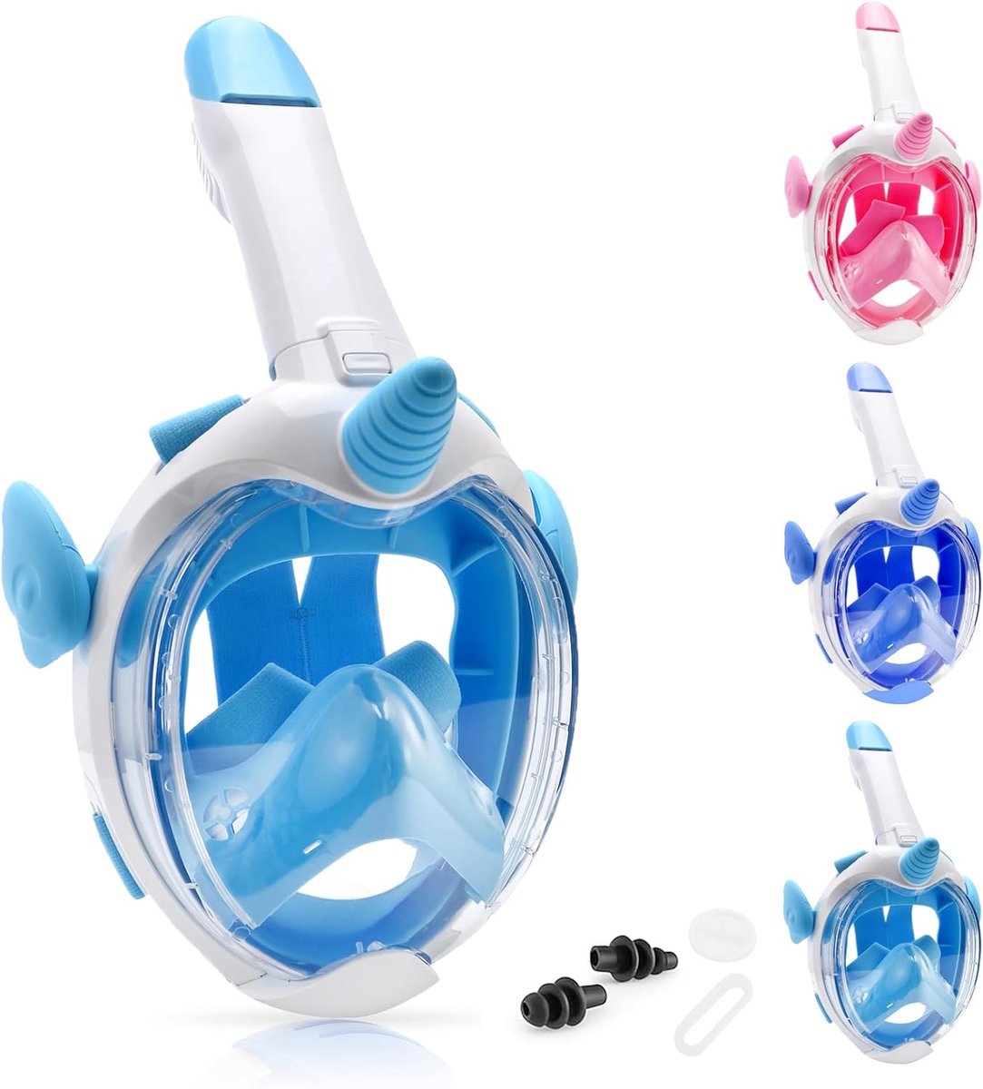 Snorkelmasker voor kinderen, duikmasker, volgelaatsmasker voor kinderen van 4-12 jaar, 180 graden HD, anti-condens, anti-lek, volgelaatsmasker, duikmasker, waterspeelgoed