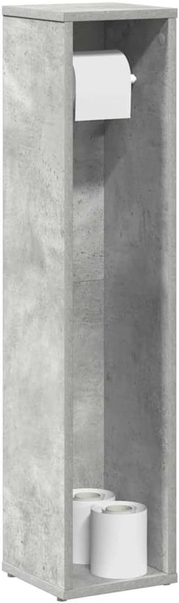 Badkamerkast met rolhouder, betongrijs, 20,5 x 20 x 90 cm, houtmateriaal