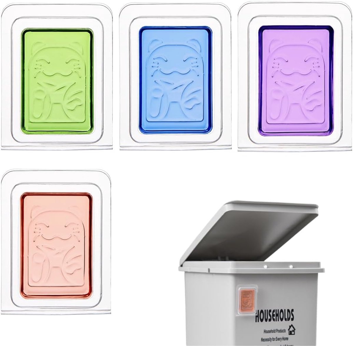4 stuks zelfklevende vuilnisbakken luchtverfrissers voor vuilnisbakken en geurabsorberende ruimtes, frisse geur voor keuken, geschikt voor badkamer, schoenenkasten en toiletten