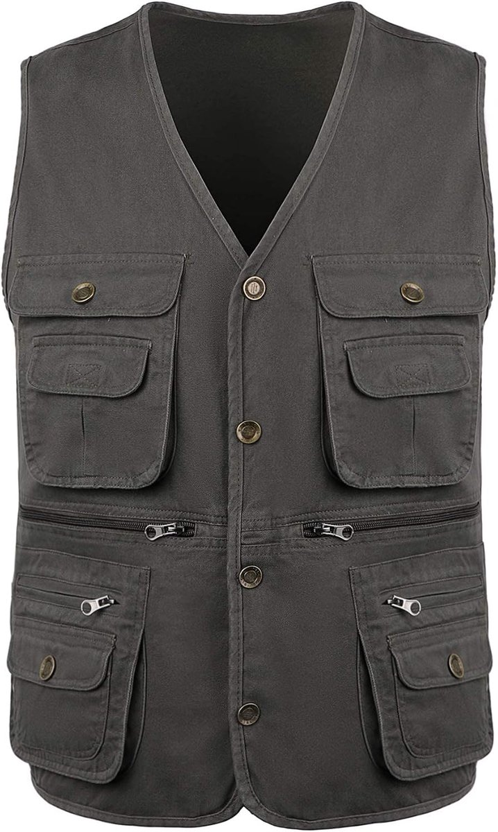 Casual Vissen Vest Lichtgewicht Ademend Fotografie Vest Outdoor Multi Pocket Utility Gilet Safari Wandelen Reizen Vest Tops Katoen Mouwloos Jas