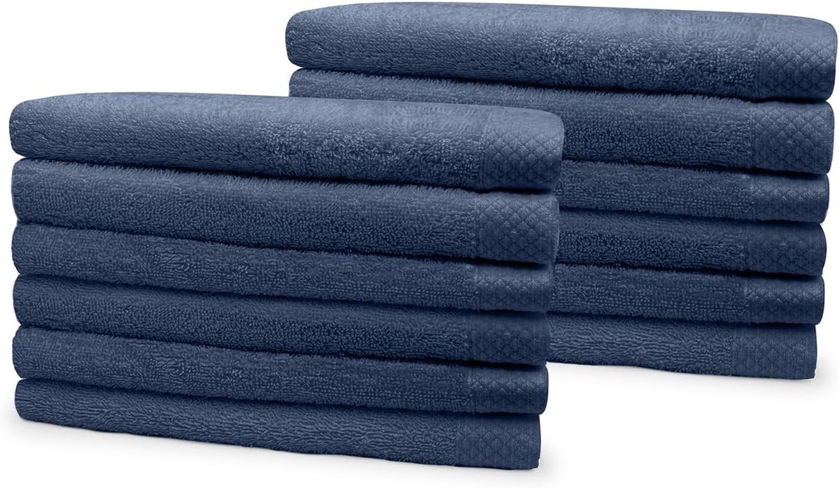 Badlaken 100% Katoen 70x140cm - ocean blue - Set van 12