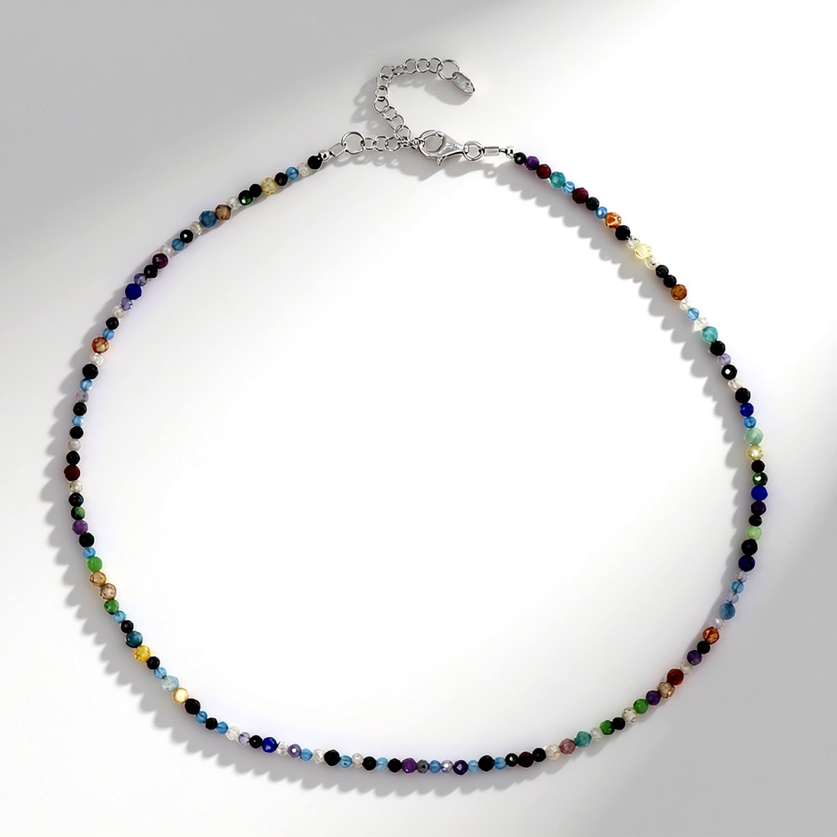 Cavill - Elegante Zilveren Halsketting - 925 Sterling Zilver - Robijn, Cognac Zirkoon & Mookaite Edelstenen - 8,38 ct Totaal