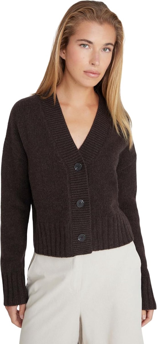 & Republic Korte cardigan voor dames van 90% merinowol en 10% kasjmier, je behaaglijke kasjmiermix, premium gebreide jas met lange mouwen voor stijlvolle herfst- en winterdagen