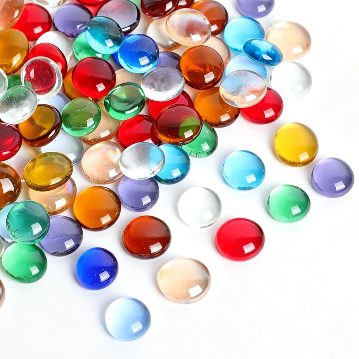 Kleurrijke Glasstenen Muggelstenen Ca. 200 stuks Gekleurde glazen nuggets 16-19mm Glasstenen Decoratieve stenen voor vazen, glazen decoratieve stenen voor vaas, aquarium, hydrocultuur en