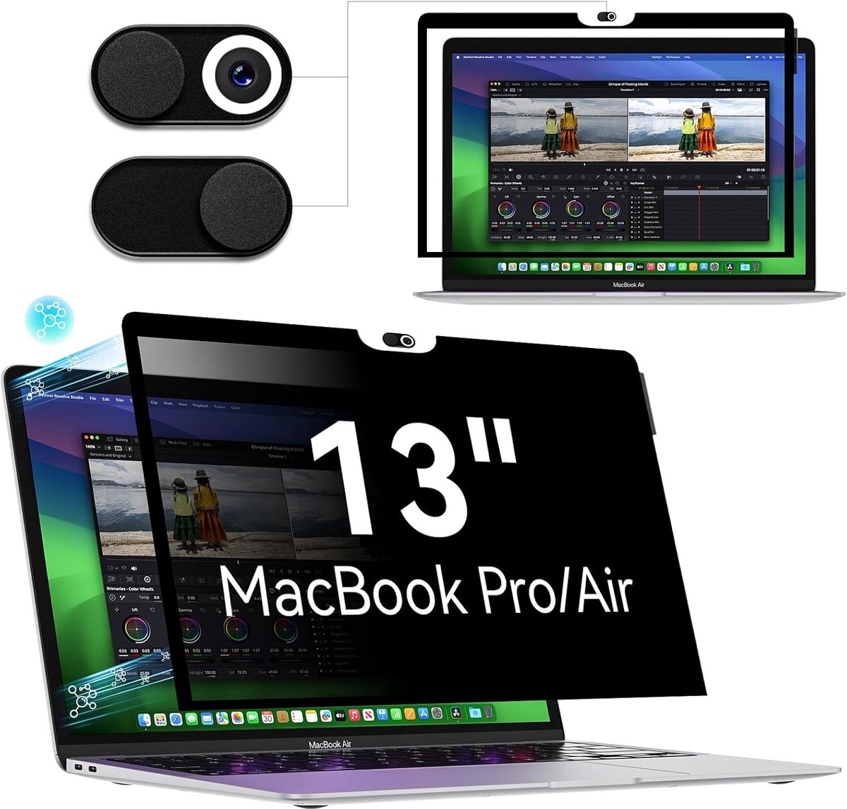 Privacyfilter voor MacBook Air 13" & MacBook Pro 13" M1 M2, 2016-2022