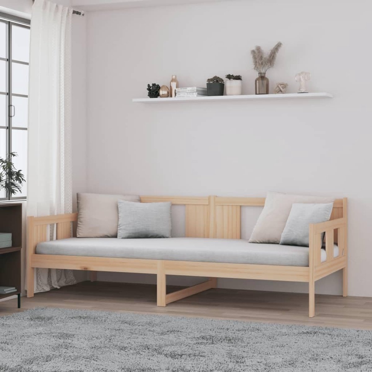 Grenenhout multifunctionele slaapbank rustiek naturel 80x200 cm