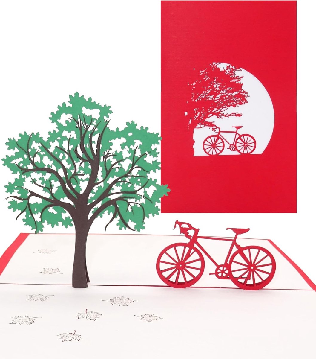 Kaart "Fietstocht" - fietskaart, tegoedbon, fiets, lentekaart, uitnodiging, cadeaukaart, 3D-kaart, verjaardagskaart