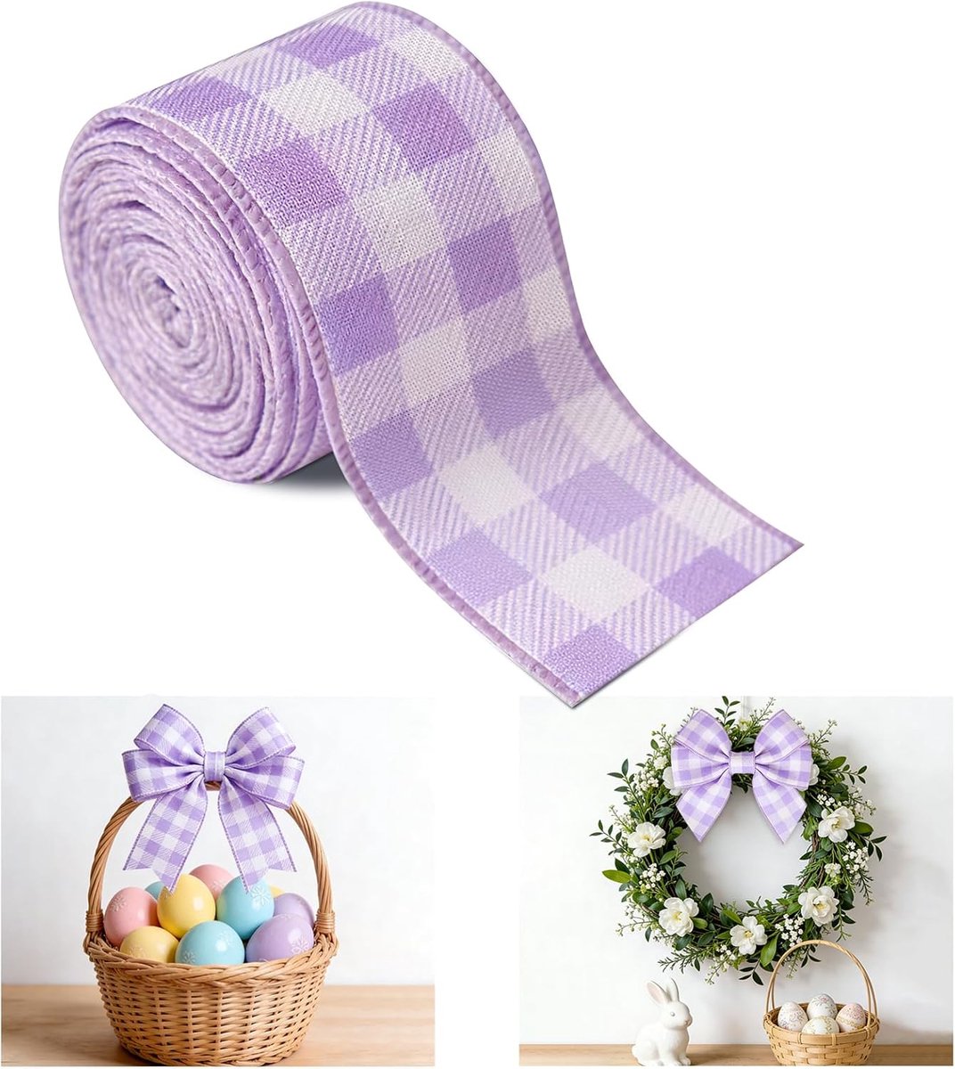 Lint, paaslint, decoratief lint, satijnen lint, bruiloft, brede decoratie, lentedecoratie, om te knutselen, cadeauverpakkingen, strikken en bruiloftsdecoratie (paars)