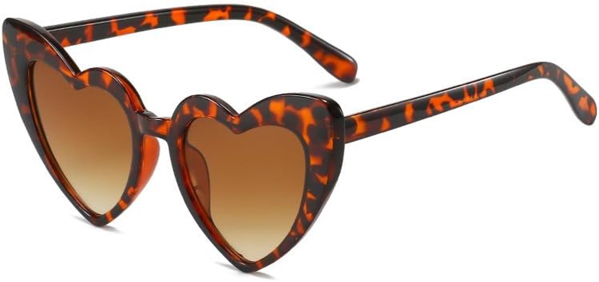 zonnebril in hartvorm, modieuze cat-eye-bril in felle kleuren voor festival, feest en reizen, UV400-bescherming