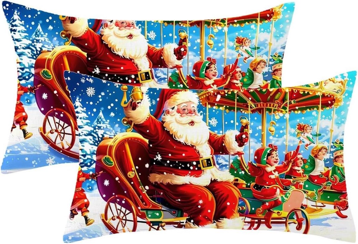 Buitenkussens, kerstkussenslopen van 40 x 70 cm, rechthoekige kussenslopen van 2 stuks, linnen kussenslopen voor meubels buitendecoratie, geschenken voor vrouwen, Kerstmis, Model811