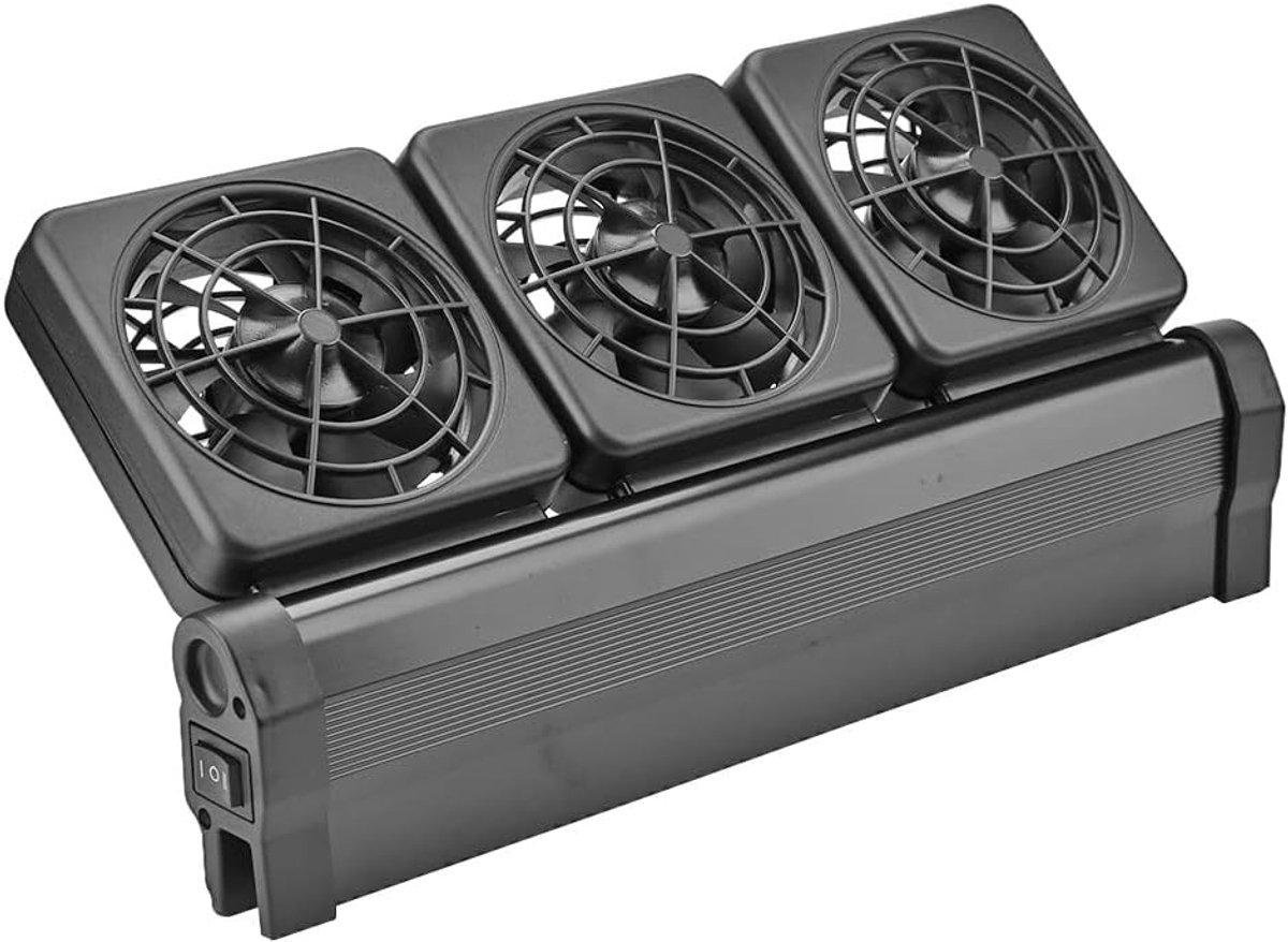 Aquarium koelventilator - verstelbaar - 2 niveaus - voor zout/zoet water - met 3 ventilatoren