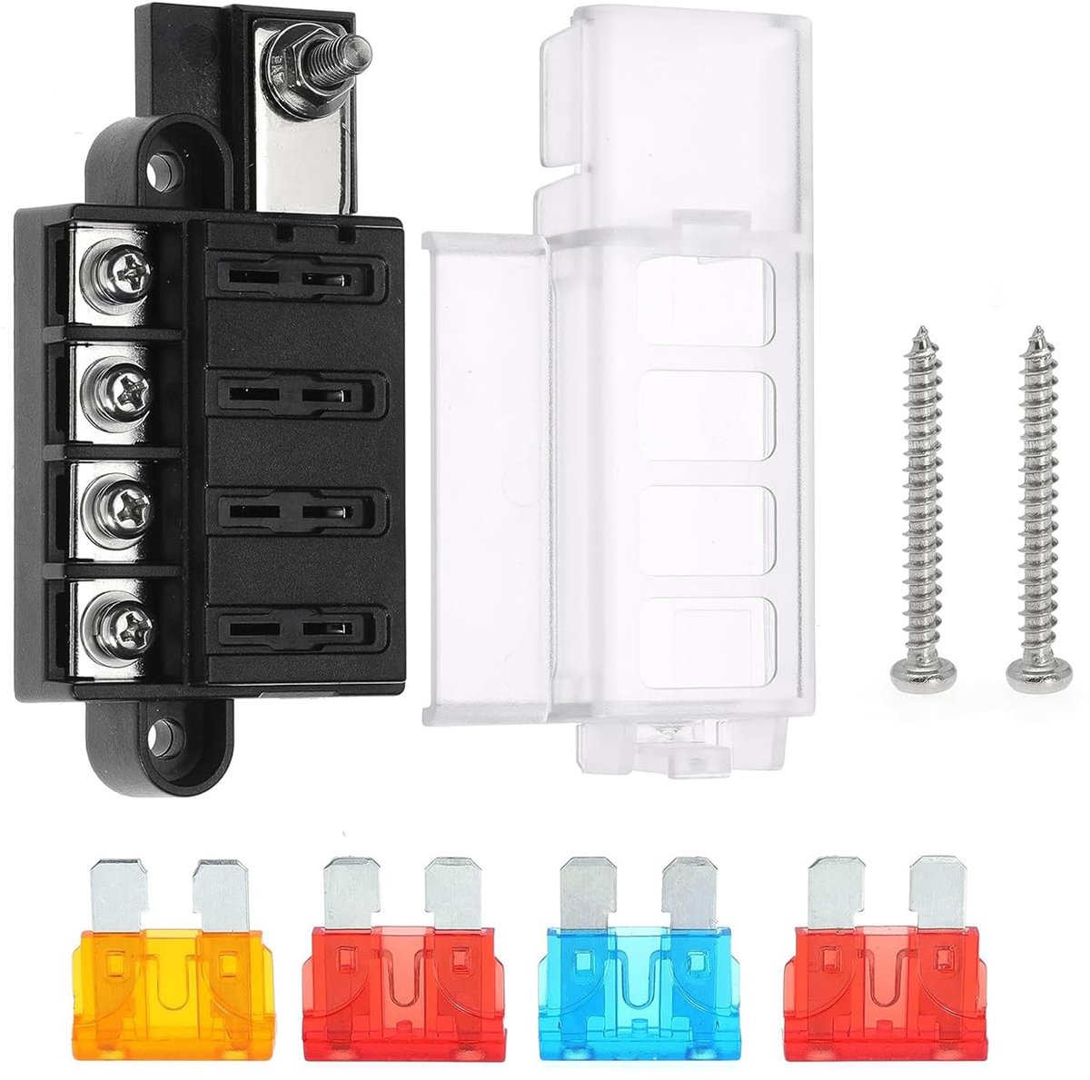 Fuseeblok 4 Weg - Waterdicht - Met Deksel - 12V - Voor Auto Truck Boot Marine RV